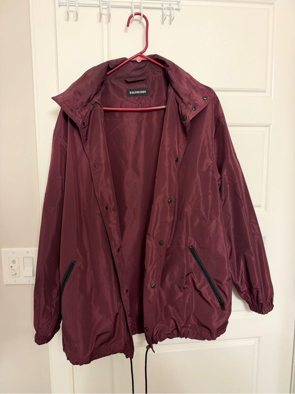 Balenciaga Men's Wine Red Windbreaker Jacket